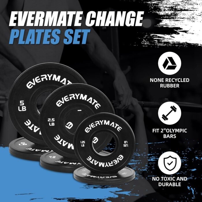 Black Change Weight Plates 1.25LB 2.5LB 5LB Set Fractional Olympic Bumper Plates for Cross Training Steel Insert Strength Training - Image 3