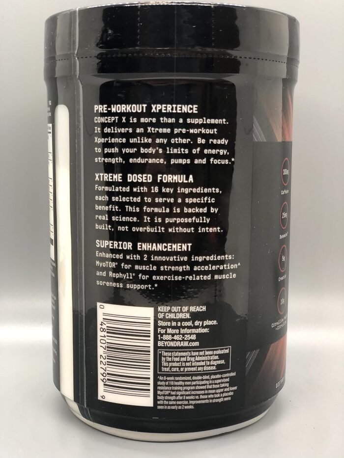 BEYOND RAW Concept X, Clinically Dosed Pre-Workout Powder, Contains Caffeine, L-Citrulline, Creatine, and Beta-Alanine, Gummy Worm Flavor, 20 Servings - Image 3