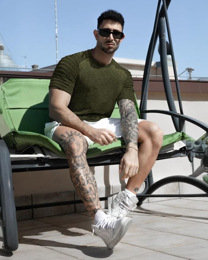 COOFANDY Men's Muscle T-Shirt Pleated Raglan Sleeve Bodybuilding Gym Tee Short Sleeve Fashion Workout Shirts Hipster Shirt - Image 4