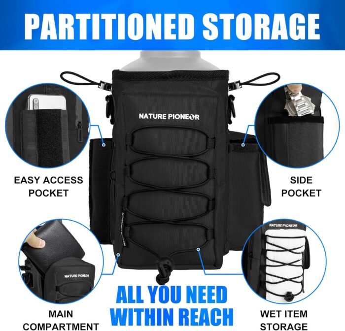 NATURE PIONEOR Magnetic Gym Bag for Men and Women - Magnet Water Bottle Holder Sling Carrier with Crossbody Shoulder Strap,Gym Accessories Pouch,Phone Pockets for Sports,Walking,Travel,Workout - Image 6