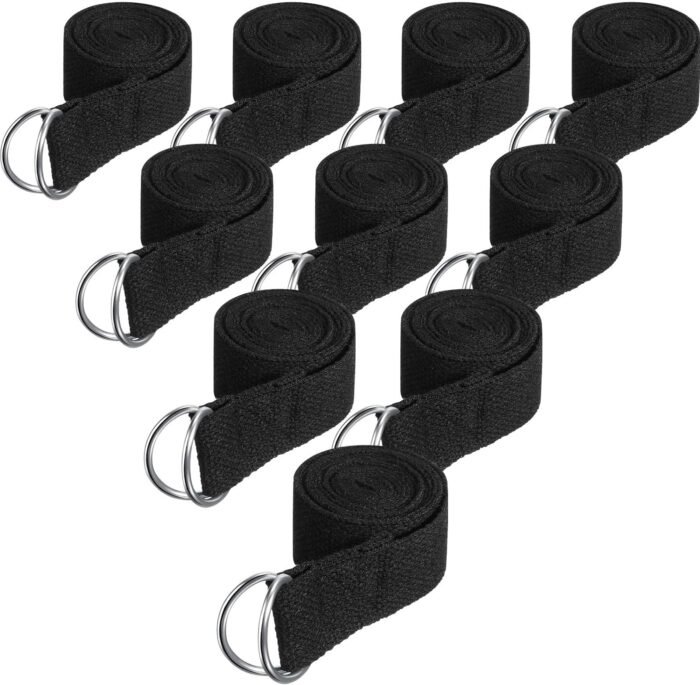 Jerify 10 Pcs Yoga Strap for Stretching Bulk 6ft Exercise Stretch Band with Metal D Ring Adjustable Pilates Non Elastic Yoga Stretch Belt for Women Men Physical Fitness Gym Workout Dance - Image 2