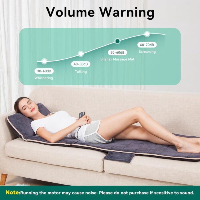Snailax Memory Foam Full Body Massage Mat with Heat, Back Massager with 10 Vibration Motors, 6 Heating Pads, Massage Chair Pad for Neck, Back, Waist, Legs - Image 5