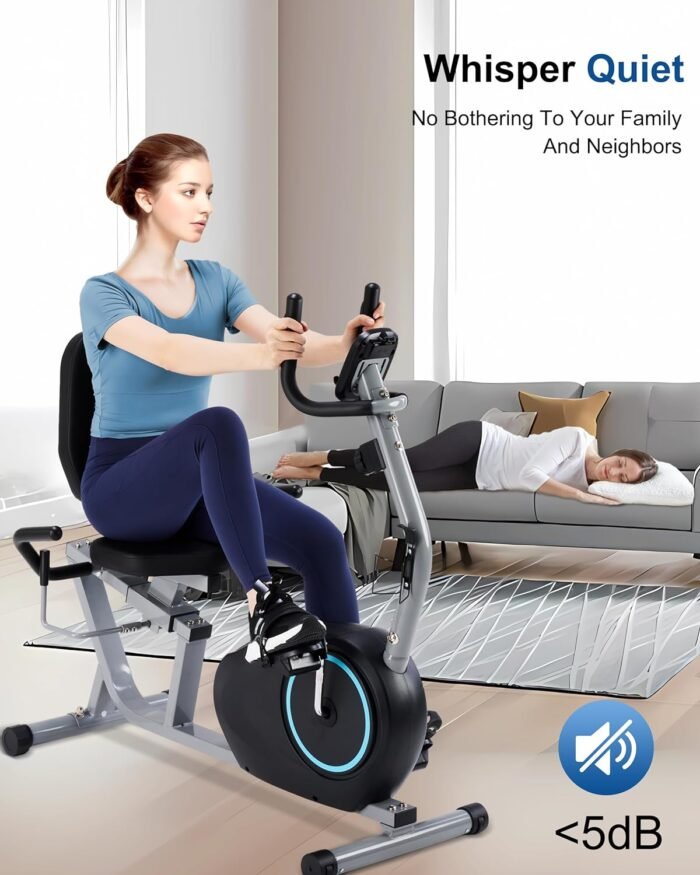 Recumbent Exercise Bike for Seniors - 400LB Weight Capacity Recumbent Bikes with Comfortable Seat, Pulse Sensor, 16-level Resistance, LCD Monitor - Image 5