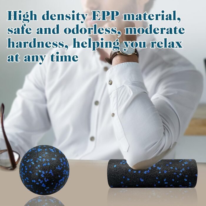Foam Roller Set, High Density Back Roller, Includes Hollow Core Massage Roller, Double Lacrosse Peanut, Fasciitis Ball, for Whole Body Exercise, Yoga, Back Pain, Leg, Deep Tissue Massage - Image 5