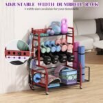 Dumbbell Rack, VOPEAK Weight Rack for Home Gym, Home Gym Storage Rack for Yoga Mat Kettlebells and Strength Training Equipment, Weight Storage Rack for Dumbbells with Wheels - Image 5
