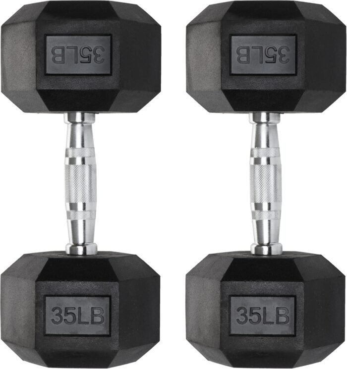 Iron Crush Hex Dumbbells - Heavy Duty PVC Coated Weights, Chrome-Plated Knurled Handles - Workout, Exercise, Lifting, Body Building Home Gym Training Gear - 3 Lb to 50Lb Options - Sold in Pairs - Image 2