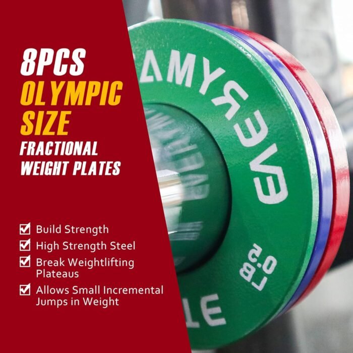 Fractional Micro Weight Plates Set of 8 Weight Plate Pair of 0.25LB 0.5LB 0.75LB 1 LB for Olympic Barbells for Strength Training Micro Plates Weight Plate - Image 3