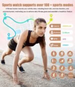 Women's 2pc Band Sports Watch/Smart Watch 1.72" Fitness Tracker with Heart Rate Monitor, 100+ Sports Modes, Sleep Tracking, 7-Day Battery, IP68 Waterproof (Gold) - Image 5