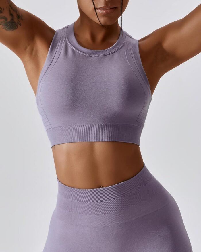 ABOCIW Womens Seamless Workout Sets Racerback Sports Bra Crop Tank Top High Waist Leggings 2 Piece Gym Yoga Outfits - Image 4