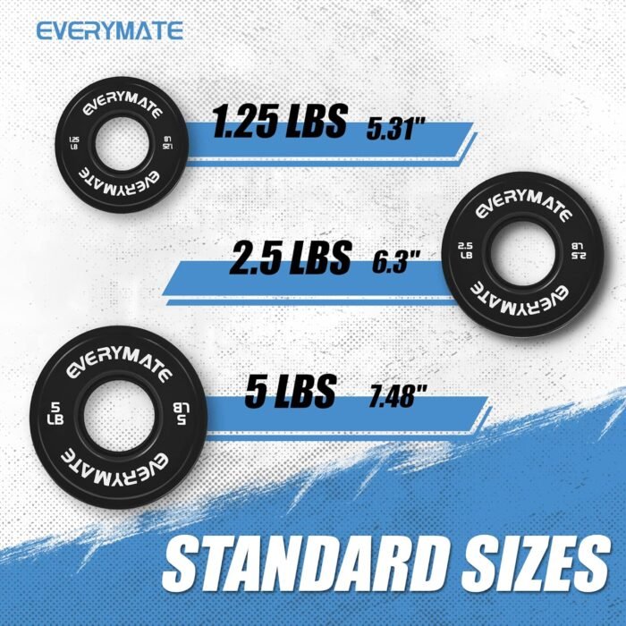Black Change Weight Plates 1.25LB 2.5LB 5LB Set Fractional Olympic Bumper Plates for Cross Training Steel Insert Strength Training - Image 6