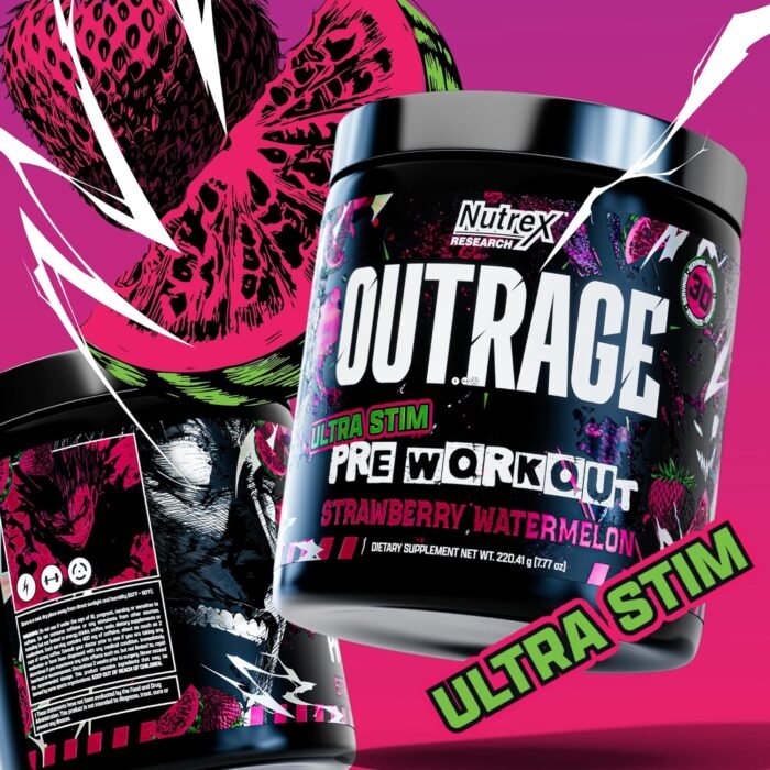 Outrage Ultra HIGH STIM Pre-Workout Powder for Men | 400mg Caffeine, L-Citrulline, Beta-Alanine, Creatine | Extreme Energy, Focus, Strength & Endurance (30 Servings, Strawberry Watermelon) - Image 5