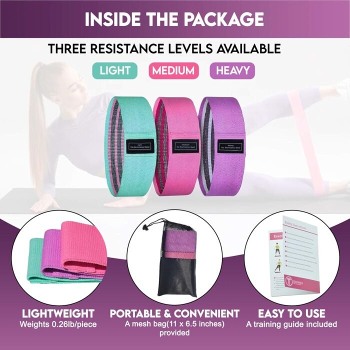 Exercise Bands, Fabric Resistance Bands for Working Out Women and Men, 3 Levels Workout Bands, Non-Slip Booty Bands Set for Legs Butt Glute Squat - Image 3