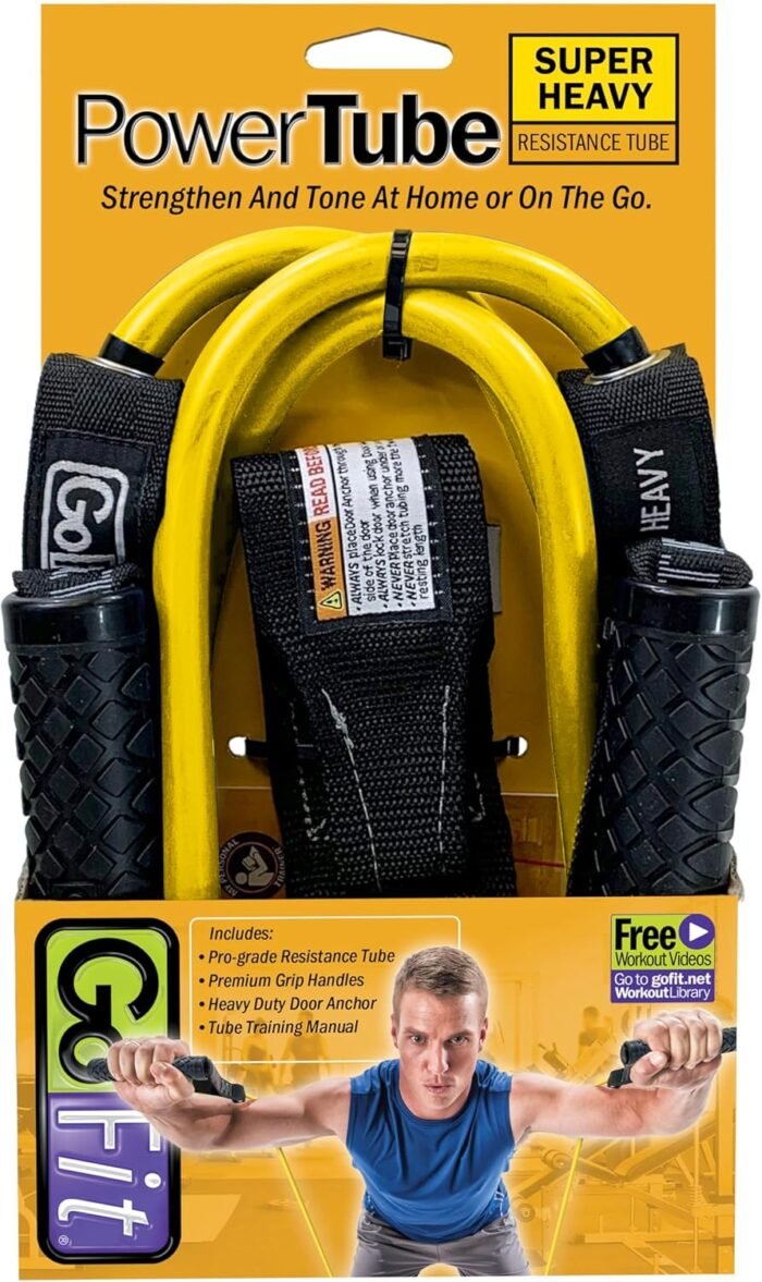 GoFit GF-4TUB-SH(70) Pro-Grade Power Resistance Tube with Handles (Yellow/70 Lbs.) - Image 3