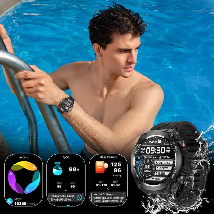 Military Smart Watch with GPS, Pressure/Altitude/Compass, Rugged Smartwatch for Men with 650mAh Extra-Large Battery, Answer/Make Call, 100+ Sports Mode, Metal Body Fitness Tracker for Android iOS - Image 8