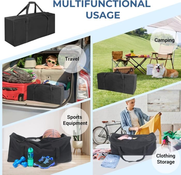 COOLBEBE 32" Sports Duffle Bag - 73L Large Travel Duffel Luggage Bag with Upgrade 2-way Lockable Zippers, Sturdy & Water Resistant, Black - Image 3