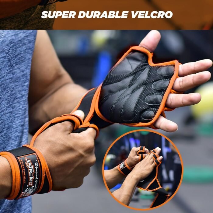ESTREMO Workout Gloves for Men and Women, Weight Lifting Gym Gloves for Men with Excellent Grip & Wrist Wrap Support, Full Palm Protection for Weightlifting, Cycling, Training, Pull ups, Fitness - Image 3
