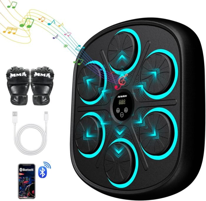 2025 Upgraded Smart Music Boxing Machine with Gloves, Wall-Mounted Bluetooth Electronic Boxing Trainer, LED Screen Punching Target for Home Gym, Office Stress Relief - Adults & Kids Workout Equipment - Image 2