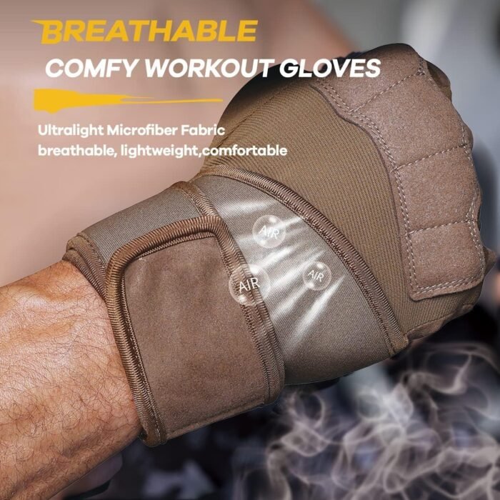 Mens Workout Gloves for Weight Lifting - Exercise Gloves for Men Women With Wrist Wrap Support, Palm Protection and Grips - Sport Daily Use - Image 9
