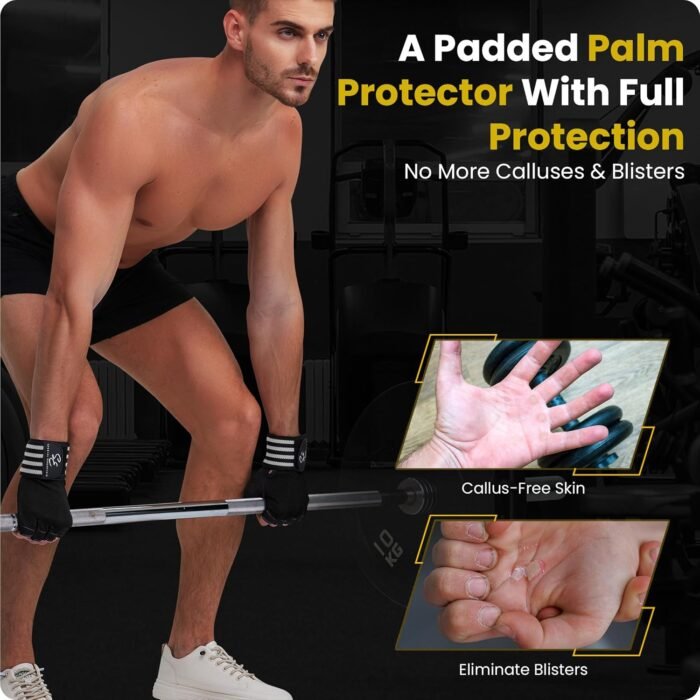 Special Essentials Workout Gym Gloves for Men and Women – Fingerless Exercise Gloves with Non-Slip Padding and Wrist Strap – Perfect for Weightlifting, Cycling & Training - Image 6