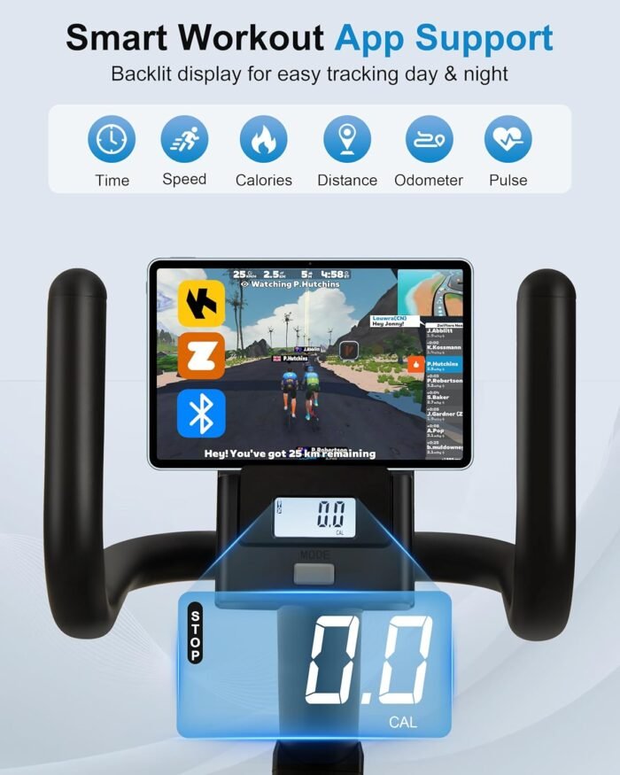 ECHANFIT Recumbent Exercise Bike for Home - 380LBS Weight Capacity, Exercise Bike with Smart Workout APP, 16-Level Magnetic Resistance, Backlit Display, Comfortable Seat - Image 3