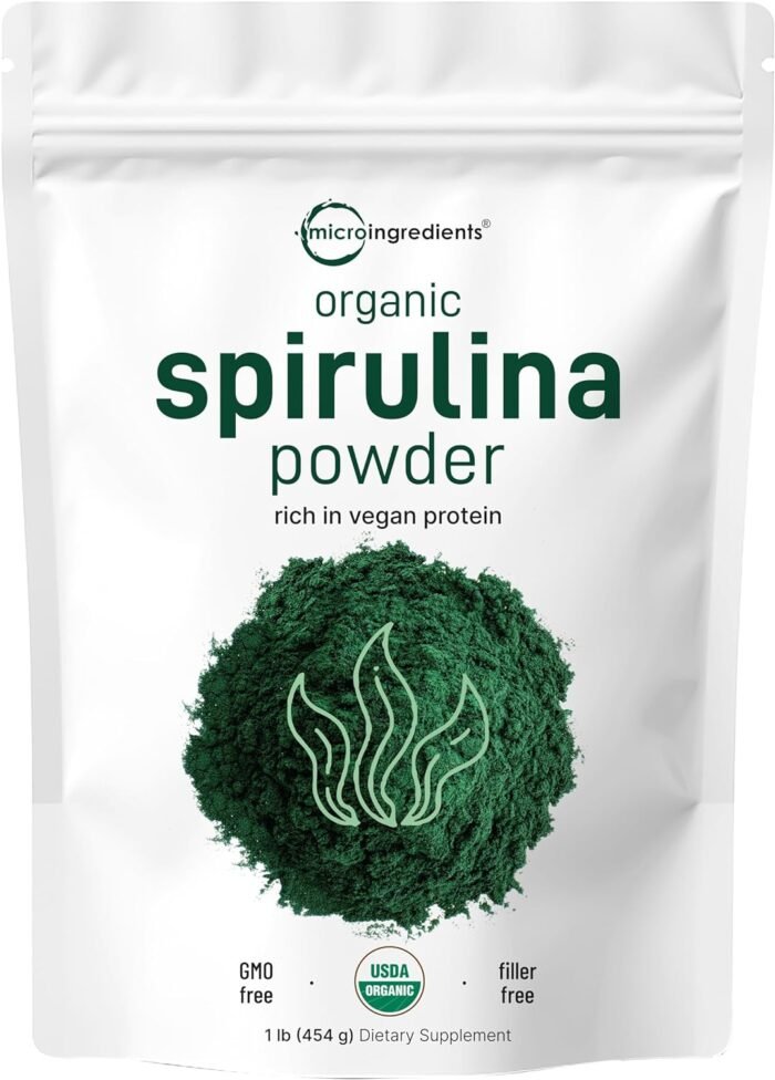 Micro Ingredients Organic Spirulina Powder, 1lb | Blue-Green Algae, Rich in Vegan Protein, Vitamins & Minerals | Source of Natural Chlorophyll & Enzymes | Non-GMO, Gluten-Free, No Additives - Image 2