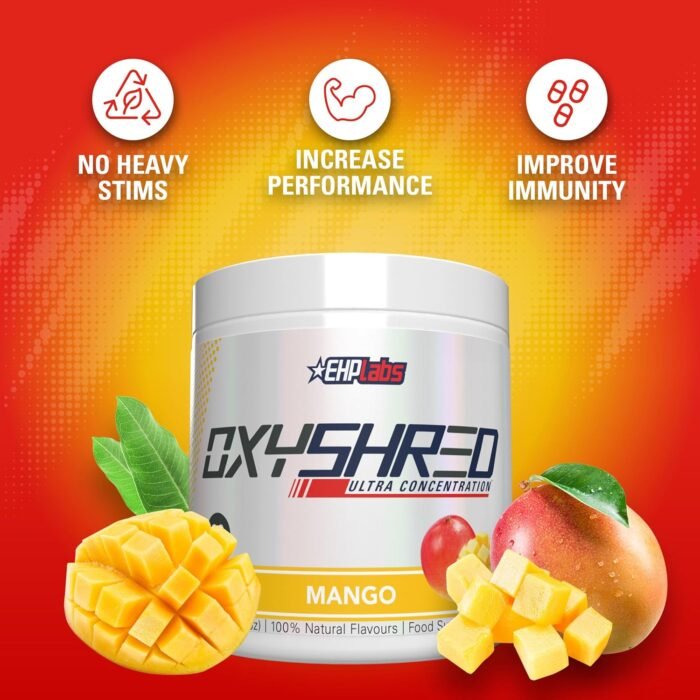 EHP Labs OxyShred Pre Workout Powder - Preworkout Powder with L Glutamine & Acetyl L Carnitine, Energy Boost Drink - Mango, 60 Servings - Image 6