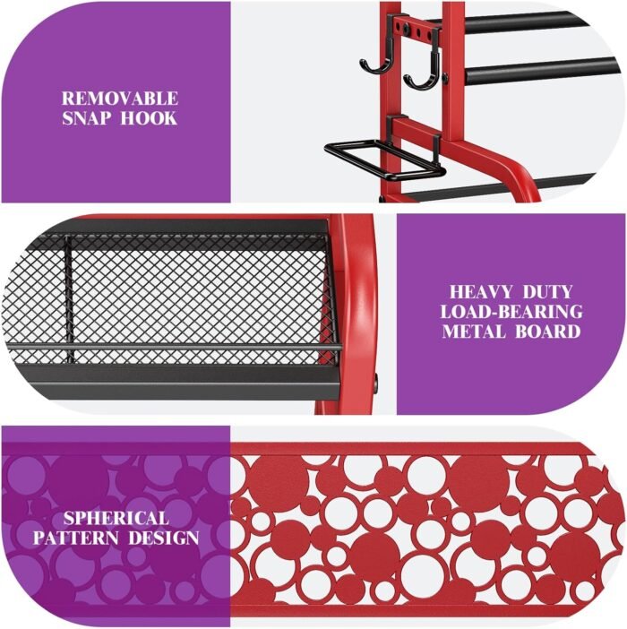 Dumbbell Rack, VOPEAK Weight Rack for Home Gym, Home Gym Storage Rack for Yoga Mat Kettlebells and Strength Training Equipment, Weight Storage Rack for Dumbbells with Wheels - Image 6