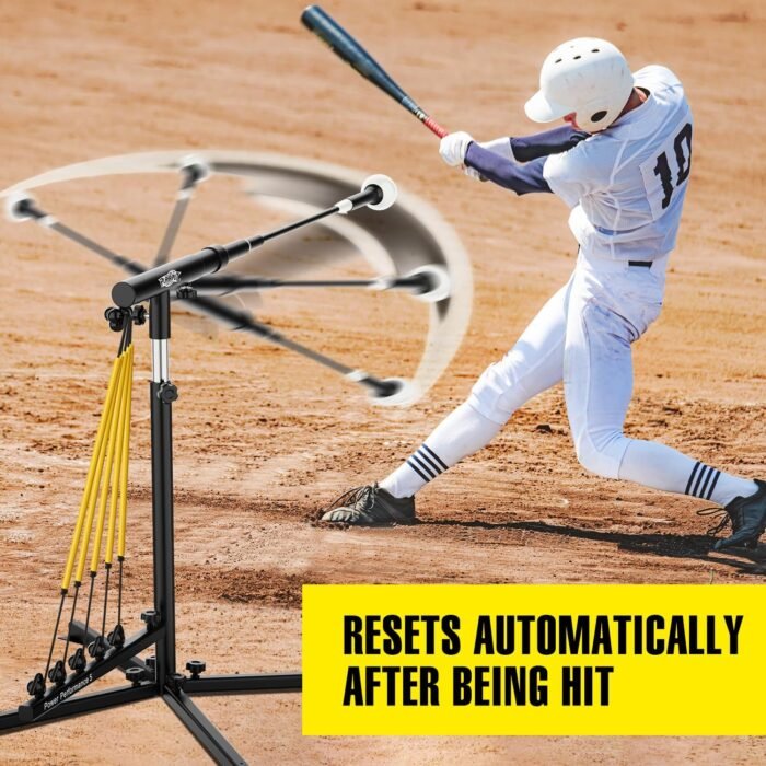 Baseball Softball Swing Trainer with 5 Power Bands,Auto Reset Baseball Training Equipment,Baseball Hitting Trainer,Height Adjustable 31-47 inches Softball Swing Trainer Improve Power,Speed - Image 6