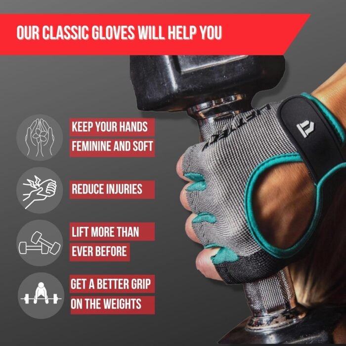 Workout Gloves for Women - Gym Gloves for Women Into Weightlifting, HIIT, Strength Training - Female Lifting Gloves with Full Palm Protection - Image 3