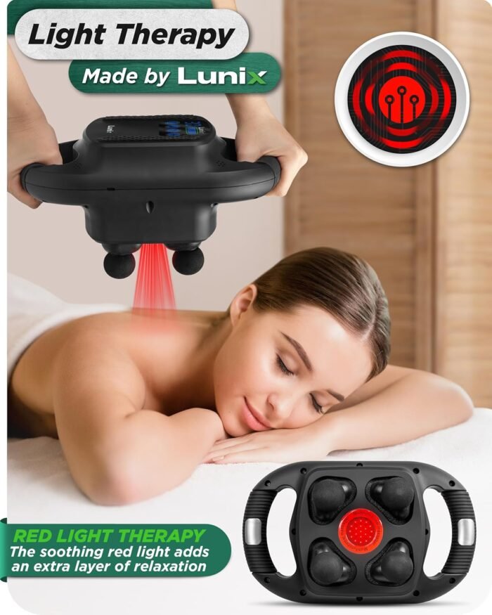 Lunix LX25 4-Head Professional Deep Tissue Massage Gun with Red Light, Chiropractic Massager, FSA HSA Eligible, Body Sport Vibrating Back Massager Machine for Pain Relief - Image 6