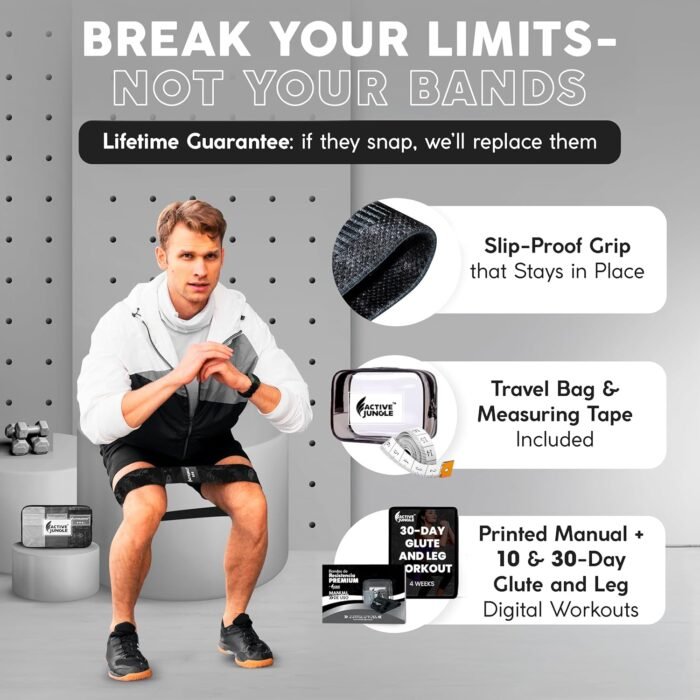Premium Fabric Resistance Bands for Glutes & Legs – Set of 3 | Non-Slip, Elastic, Travel Bag, Workout Guide & Digital Challenges | Booty Bands for Yoga, Pilates | Women & Men - Image 3