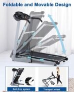 Treadmill with Auto Incline - 300 lb Capacity, 3.0HP Folding Electric Treadmill Up to 8.5 MPH Speed, Running Machine with 17.5" Wide Tread Belt and Bluetooth Speaker for Home Use - Image 8