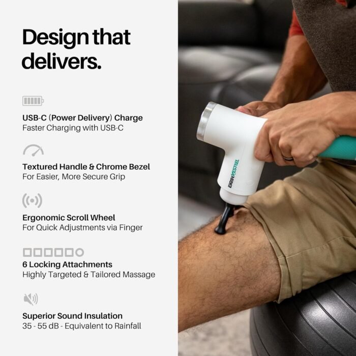 Ekrin Athletics White Kestrel Percussive Massager - Enhanced Precision & Comfort for Elite Muscle Recovery & Wellness - Relieve Sore Muscles and Stiffness - Image 7