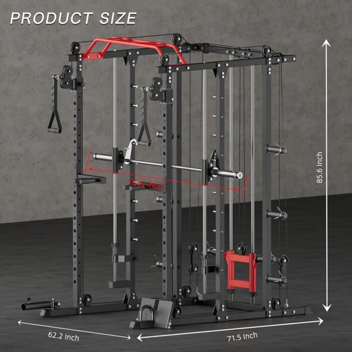 Fitness Deep Squat Machine with Cable Crossover System and Multi-Function Squat Rack Power Cage for Home Gym. - Image 6
