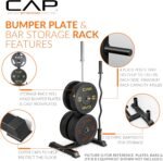 CAP Barbell Olympic Bumper Plate Tree Rack with 4 Weight Plate Posts and 2 Barbell Storage Holders | Multiple Colors - Image 4