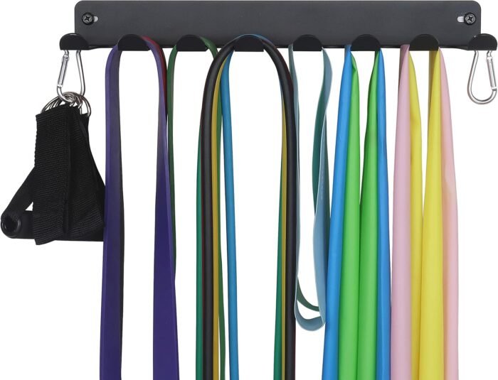 Gym Storage Rack Resistance Band Rack Wall Mount Barbell Rack Heavy Duty Home Gym Storage Rack for Gym Equipment, Exercise Bands, Lifting Belts and Jump Ropes, Gym Accessories - Image 3