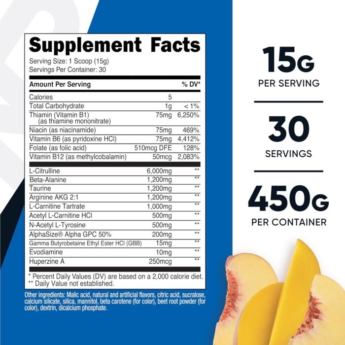Nutricost Stim-Free Pre-Workout, 30 Servings (Peach Mango) - Caffeine Free, Stimulant Free, Non-GMO, Gluten Free - Image 3