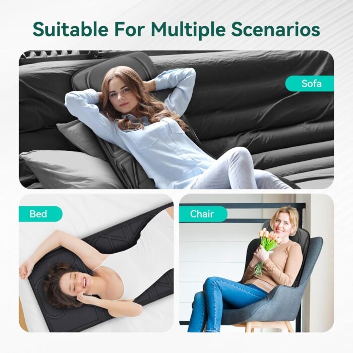 Snailax Massage Mat with Heat, Back Massage Pad for Bed, Chair, 10 Motors Vibrating Massage Mattress Pad with 2 Heating Pads for Back, Full Body Massager - Image 7