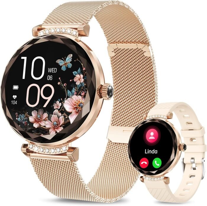 Smart Watches for Women Answer/Make Call, 1.19" AMOLED Smartwatch with Bluetooth for Android iOS Phones, IP68 Waterproof Fitness Tracker with Heart Rate SpO2 Sleep Monitor, Rose Gold - Image 2
