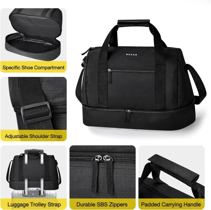 Travel Duffel Bag - Weekender, Overnight Gym Carry On with Shoes Compartment，35L Carry On Duffle Bag for Travel, Sports, Fitness & Workout - Image 6