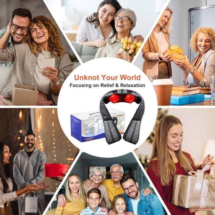 Cordless Neck Back Massager with Heat - Rechargeable Shiatsu Kneading Shoulder Shawl for Pain Relief Deep Tissue, Long-Lasting Portable Design for Mom Dad Men Women Her Him - Image 10