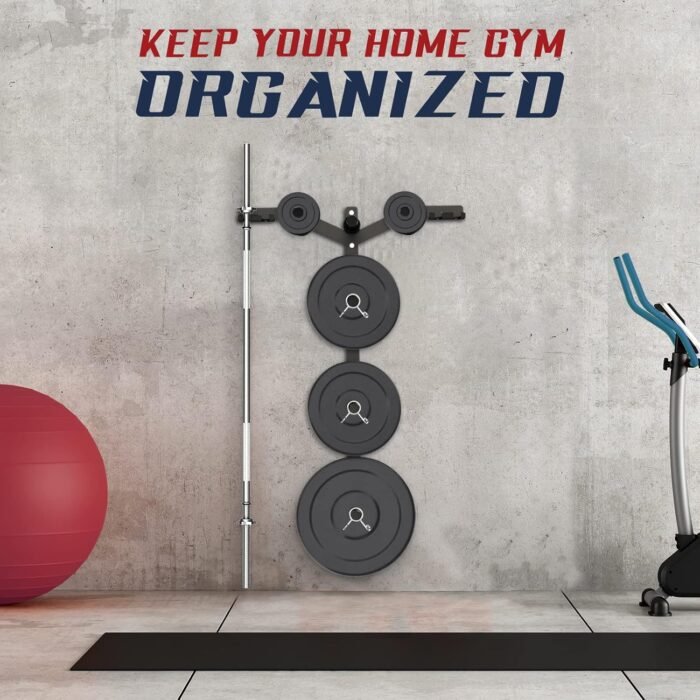 Yes4All 6 Pegs & 4 Barbell Storage Racks Load Up to 1190 LBS - Wall Mounted Weight Plate Tree & Barbell Holder - Image 8