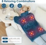 Heating Pads for Back Pain Relief,Wearable Electric Heating Pad with Massager, 24"x35" Extra Large Heated Pad for Neck and Shoulders Cramps,Auto-Shut Off,Machine Washable (Teal) - Image 4