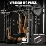 Mikolo Smith Machine, Multi-Function Power Cage with Dual Pulley System, Vertical Leg Press Attachment, Squat Rack Power Rack with More Training Attachment for Home Gym - Image 3