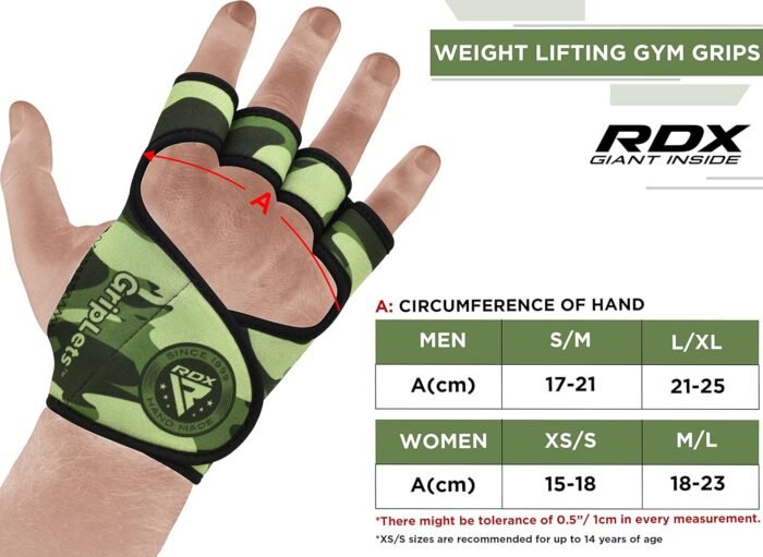 RDX Weight Lifting Gloves Grips, Gym Fitness Workout, Anti Slip Ventilated Open Back Gripper, Strength Training HIIT Exercise Deadlift, Men Women Cycling Rowing Climbing Hanging Pull Ups Gymnastics - Image 7