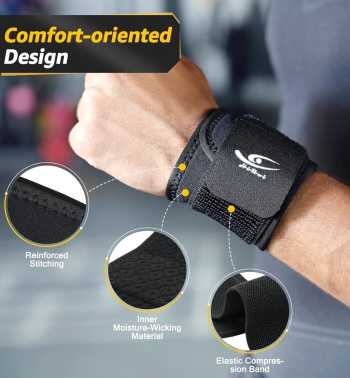 HiRui 2 PACK Wrist Compression Strap and Wrist Brace Sport Wrist Support for Fitness, Weightlifting, Tendonitis, Carpal Tunnel Arthritis, Pain Relief-Wear Anywhere-Unisex,Adjustable - Image 6