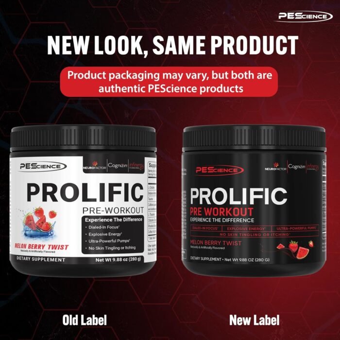 PEScience Prolific Pre Workout Powder for Men & Women with L Citrulline Nitric Oxide Booster, Energy Powder & Nootropic for Focus – Preworkout Without Beta Alanine – 40 Scoops, Melon Berry Twist - Image 3