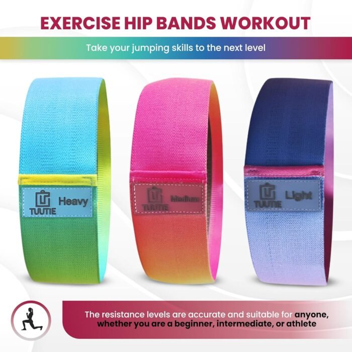 Non-Slip Resistance Bands - Durable Fabric Exercise Bands for Glute Workouts - Lightweight & Compact with 3 Levels - Resistance Bands for Working Out - No Equipment Needed - Image 3