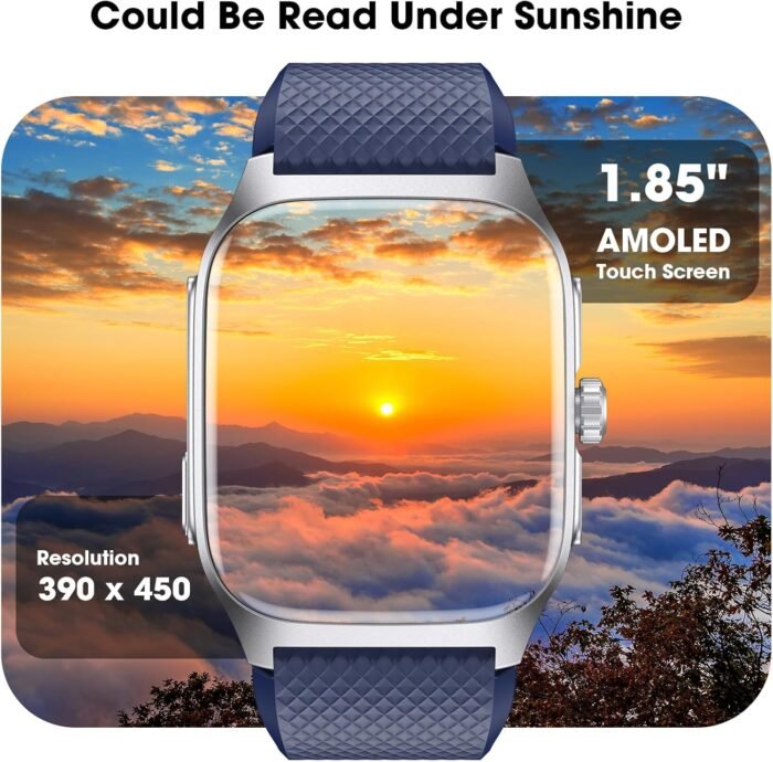 Smart Watch for Men No App/Phone Required, 1.85'' AMOLED Metal Watch with 14 Days Battery, Sleep Tracker,Step Counter, Swimming Waterproof, Make/Answer Calls,Fitness Tracker for Android iOS - Image 6