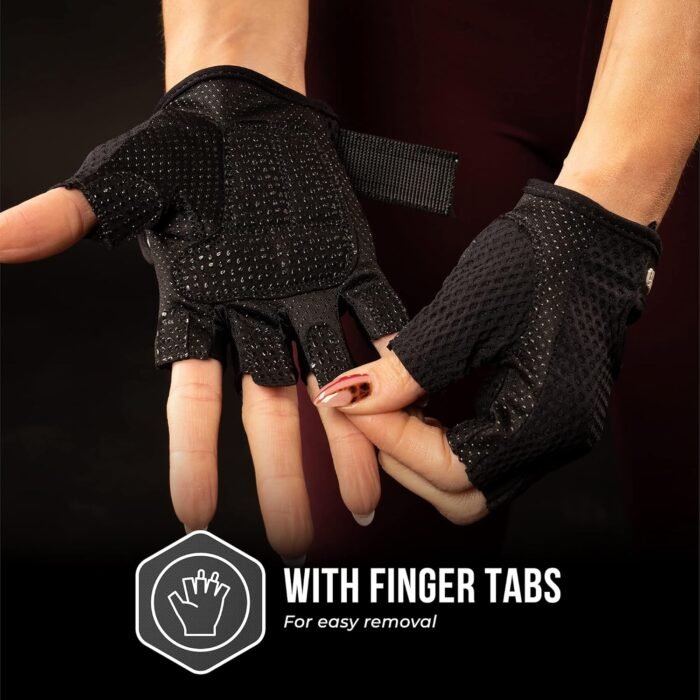 5307 Womens Designer Workout Gloves | Low Sweat Diamond Mesh Fabric w/Grip-Lock™ Silicone Palm - Image 8